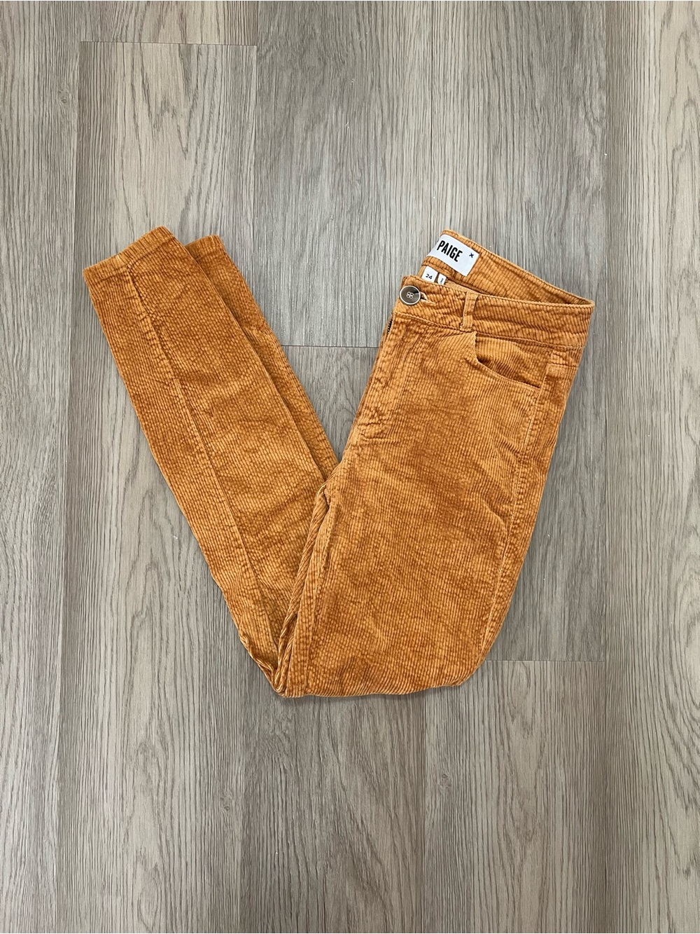 PAIGE Hoxton Ankle Corduroy Skinny Pants in Marigold Size 24
